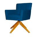 Ver imagem 3 de Poltrona Decorativa Onix Pés Giratório de Madeira Suede Azul Royal - DS Estofados