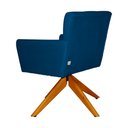 Ver imagem 4 de Poltrona Decorativa Onix Pés Giratório de Madeira Suede Azul Royal - DS Estofados