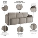 Ver imagem 3 de Sofá Cama Casal para Sala 246cm Polska K04 Bouclê Bege Escuro - Mpozenato