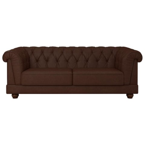 Sofá Living Apso 4 Lugares 274cm Marrom Courino PU Sallar Home