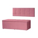 Ver imagem 1 de Kit Cabeceira Painel e Calçadeira Baú Solteiro 0,90m Roma Suede Rosa Sky Mobile
