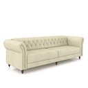Ver imagem 2 de Sofá Living Sala de Estar Stanford Chesterfield 3 Lugares 240cm Pés de Madeira Couro Off White G58 -