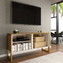 Ver imagem 2 de Rack para Tv até 55 Polegadas Retrô 1 Porta 1 Prateleira Cinamomo/off White - Panorama Móveis