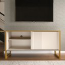 Ver imagem 5 de Rack para Tv até 55 Polegadas Retrô 1 Porta 1 Prateleira Cinamomo/off White - Panorama Móveis