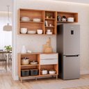 Ver imagem 4 de Cozinha Modulada 3 Peças Brilhante com 01 Balcão e 02 Armários Aéreo Cinamomo/Offwhite