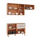 Ver imagem 5 de Cozinha Modulada 3 Peças Brilhante com 01 Balcão e 02 Armários Aéreos Bege/Cinamomo/Off White