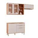 Ver imagem 2 de Cozinha Modulada 3 Peças Brilhante com 01 Balcão e 02 Armários Aéreo Cinamomo/Offwhite