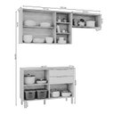 Ver imagem 3 de Cozinha Modulada 3 Peças Brilhante com 01 Balcão e 02 Armários Aéreos Bege/Cinamomo/Off White
