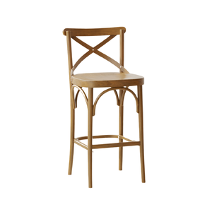 Banqueta X Encosto e Assento em Madeira Cappuccino