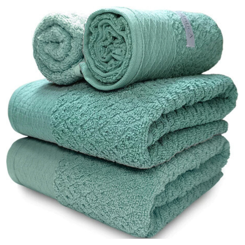 Kit 2 Toalhas de Banho + 2 Toalhas de Rosto Capri Atlântica Gigante 100% Algodão Banhão Cor:verde Su