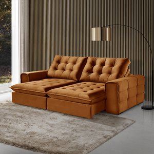 Sofá Retrátil e Reclinável Galliano 2,10m - Fortbello Estofados:terracota