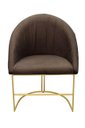 Ver imagem 1 de Poltrona Cadeira Lua Suede Marrom Base Metal