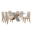 Ver imagem 2 de Mesa para Sala de Jantar Carol 180cm Mdf Canto Copo com Vidro e 6 Cadeiras Safira