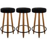 Kit 3 Banquetas Alta para Cozinha Bar Balcão Bistro Preto - 1