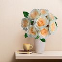 Ver mais imagens de Kit com 18 Rosas Artificiais Creme Realistas para Mesa Sala e Festa
