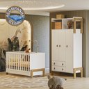 Ver imagem 1 de Quarto de Bebê com Roupeiro 4375 e Berço 4300 Branco Acetinado + Colchão Ortobom Patoti Móveis
