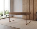 Ver imagem 1 de Mesa Industrial Filadélfia 120x75 Ferro Cobre Tampo Amêndoa