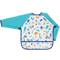 Babador Avental Manga Longa Infantil Bebe Impermeavel Pincelada Buba Azul - 3