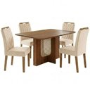 Ver imagem 1 de Mesa de Jantar Louise Mdf com 4 Cadeiras Estofadas Suede Nude Molci