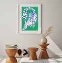 Ver imagem 1 de Quadro Abstrato Gato Verde - 60x48cm:madeira Branca