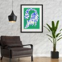 Ver imagem 2 de Quadro Abstrato Gato Verde - 60x48cm:madeira Branca