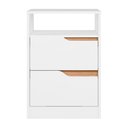 Ver imagem 3 de Kit 2 Mesas de Cabeceira Sole 2 Gavetas Flex Branco/freijó - Móveis Albatroz