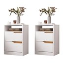 Ver imagem 1 de Kit 2 Mesas de Cabeceira Sole 2 Gavetas Flex Branco/freijó - Móveis Albatroz