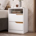 Ver imagem 2 de Kit 2 Mesas de Cabeceira Sole 2 Gavetas Flex Branco/freijó - Móveis Albatroz
