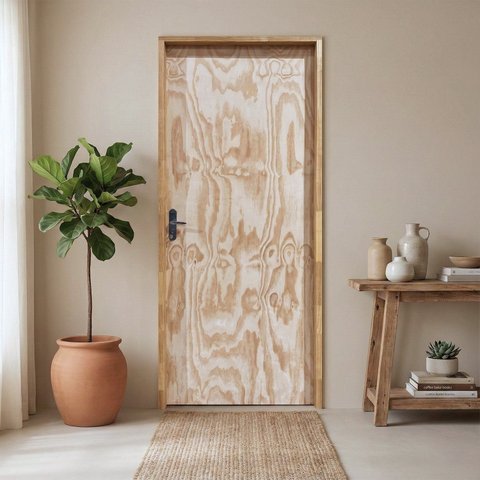 Kit Porta de Madeira Sarrafeada  210x82cm Batente 9cm e Fechadura  Abertura Direita SOMAD