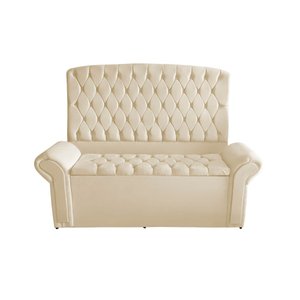 Kit Dubaí Cabeceira de Cama Box Casal e Recamier Baú Solteiro 90 Cm Suede Porcelana Eli Móveis
