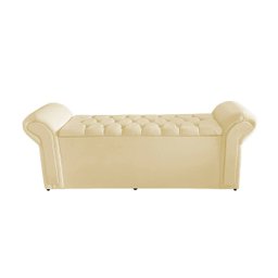 Kit Dubaí Cabeceira de Cama Box Casal e Recamier Baú Solteiro 90 Cm Suede Porcelana Eli Móveis - 3