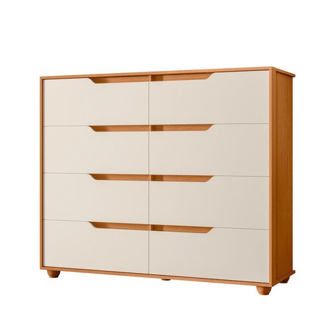 Comoda Doble 8 Gavetas Quarto Cinamomo com Off White Vistas Flex - Albatroz
