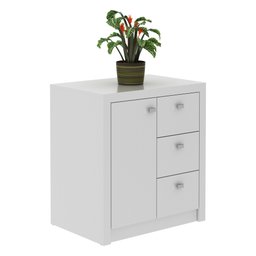 Balcão para Escritório 68cm com 1 Porta e 3 Gavetas Branco - 2