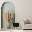 Ver imagem 5 de Puff Madri Banqueta Redonda em Linho Pés Eucalipto Pufe Sala:preto