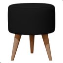 Ver imagem 1 de Puff Madri Banqueta Redonda em Linho Pés Eucalipto Pufe Sala:preto