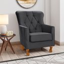 Ver imagem 2 de Poltrona Decorativa Carrara C/ Capitonê Veludo Cinza