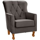 Ver imagem 1 de Poltrona Decorativa Carrara C/ Capitonê Veludo Cinza