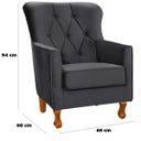 Ver imagem 3 de Poltrona Decorativa Carrara C/ Capitonê Veludo Cinza