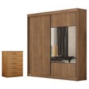 Ver imagem 1 de Guarda Roupa Casal Sienna com Espelho e Gaveteiro Suiça com Chave Cumaru 23 - Novo Horizonte