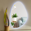 Ver imagem 1 de Espelho Orgânico Lapidado com Led 80x51cm com Led À Pilha ou Fonte:branco Frio/pilha