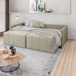 Sofá Cama Baraúna Retrátil e Reclinável 3 lugares 2,00m em Linho CabeCasa MadeiraMadeira - 2