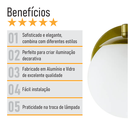 Ver imagem 6 de Arandela Figo Ouro com Globo de Vidro Branco - 1-2620-14-br