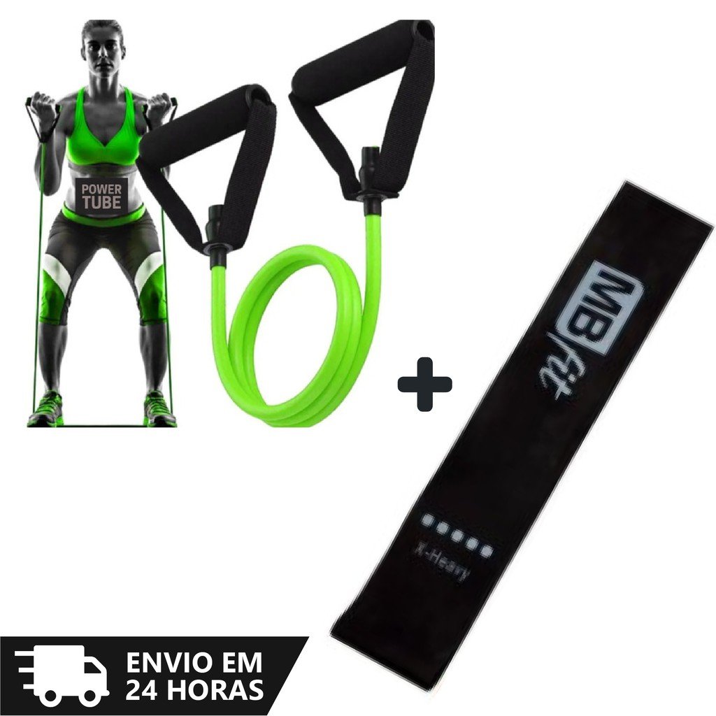 Kit Academia em Casa 1 Elástico de Treino Tensão + 1 Mini Band Fita Elástica De Resistência Para Exe - 1