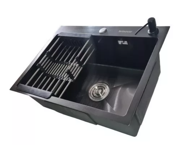 Cuba Pia Inox Preta Quadrada Cozinha Gourmet + Torneira Slim - 4