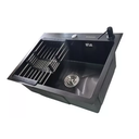 Ver imagem 5 de Cuba Pia Inox Preta Quadrada Cozinha Gourmet + Torneira Slim