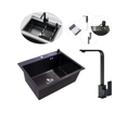 Ver imagem 1 de Cuba Pia Inox Preta Quadrada Cozinha Gourmet + Torneira Slim
