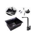 Ver imagem 1 de Cuba Pia Inox Preta Quadrada Cozinha Gourmet + Torneira Slim