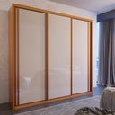 Ver imagem 1 de Guarda Roupa Casal Torino 3 Portas de Correr 4 Gavetas MDF Naturale-Off Bom Pastor Móveis 205cm