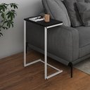 Ver imagem 1 de Mesa Lateral de Apoio Industrial Sofá Charmme Ferro Branco e Tampo Preto