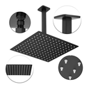 Ver imagem 4 de Ducha De Teto Chuveiro Preto Quadrado 25x25cm De Metal